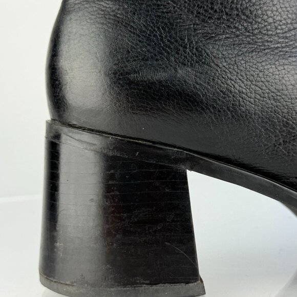 Ipanema Jester Black Leather Block Heel Ankle Boots 8.5M Minimalist Booties - Picture 6 of 12